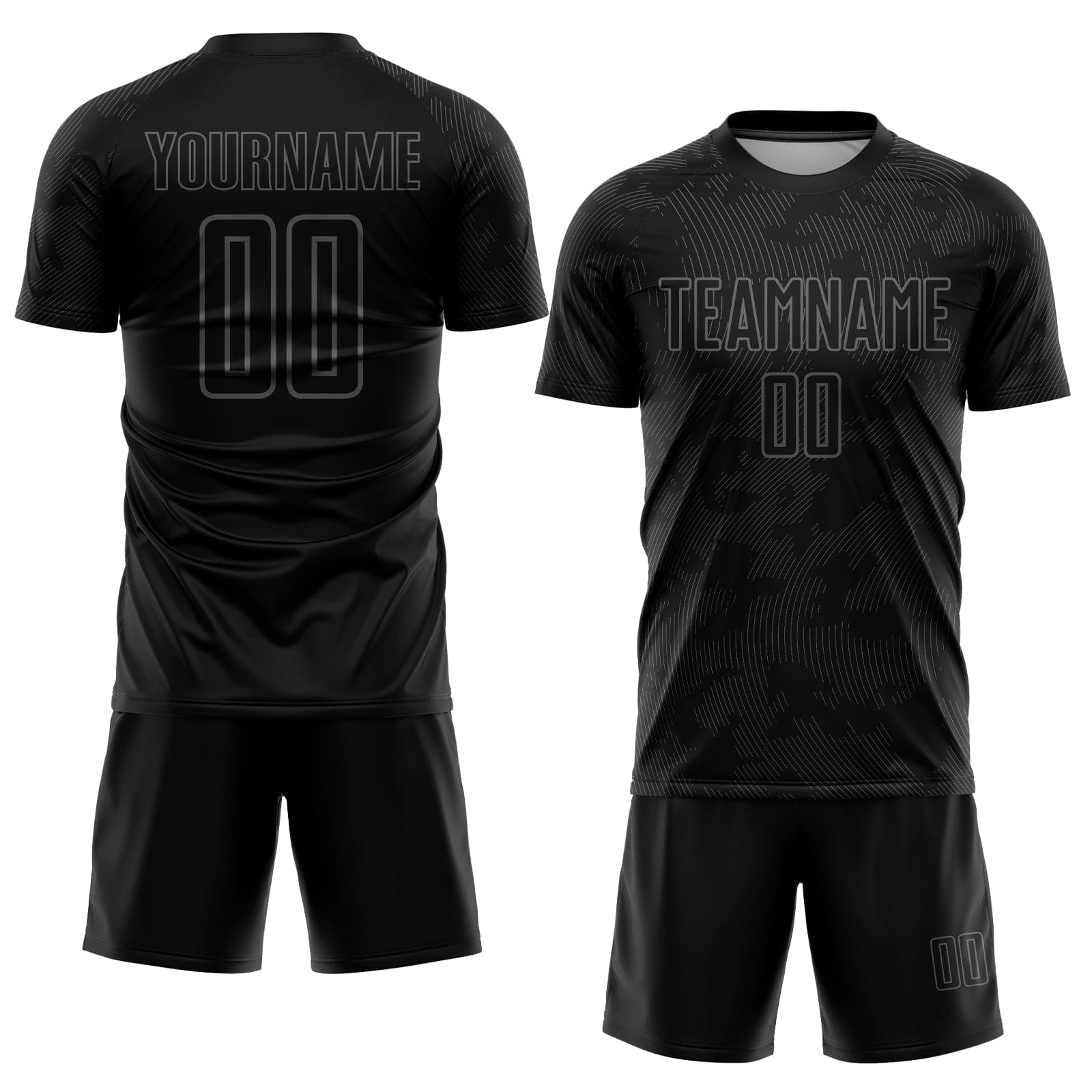 Black Gray Generic Brandless Football Kit