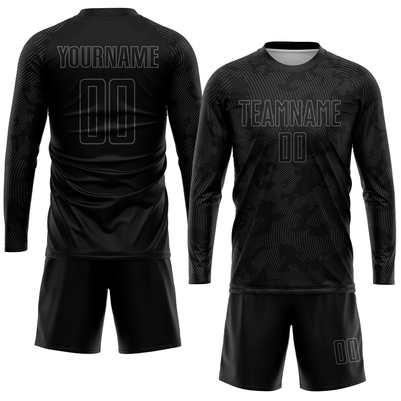 Black Gray Generic Brandless Football Kit