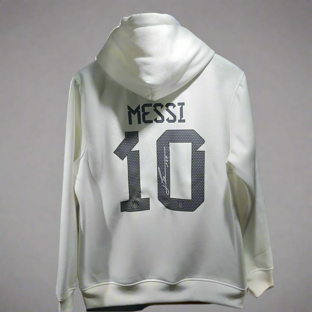 argentina signed messi soccer hoodie white