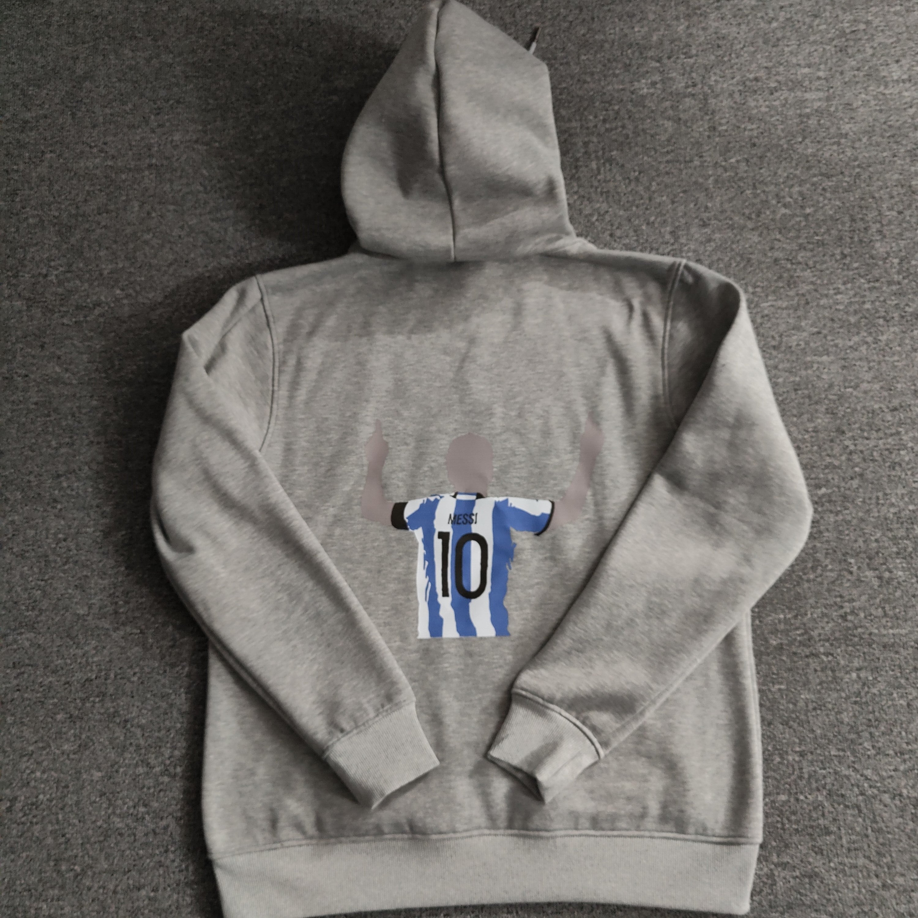 argentina messi soccer hoodie grey