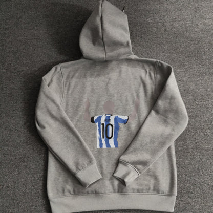 argentina messi soccer hoodie grey