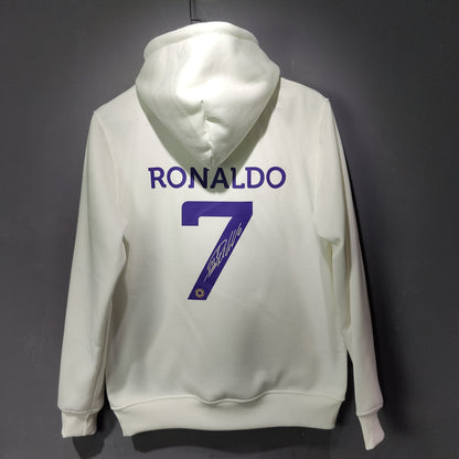 al nassr signed ronaldo soccer hoodie white