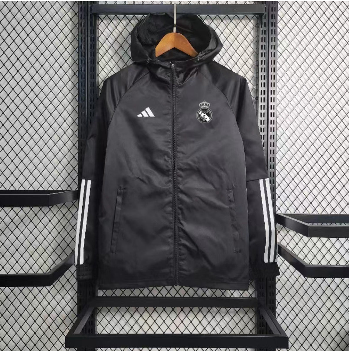 real madrid soccer windbreaker black