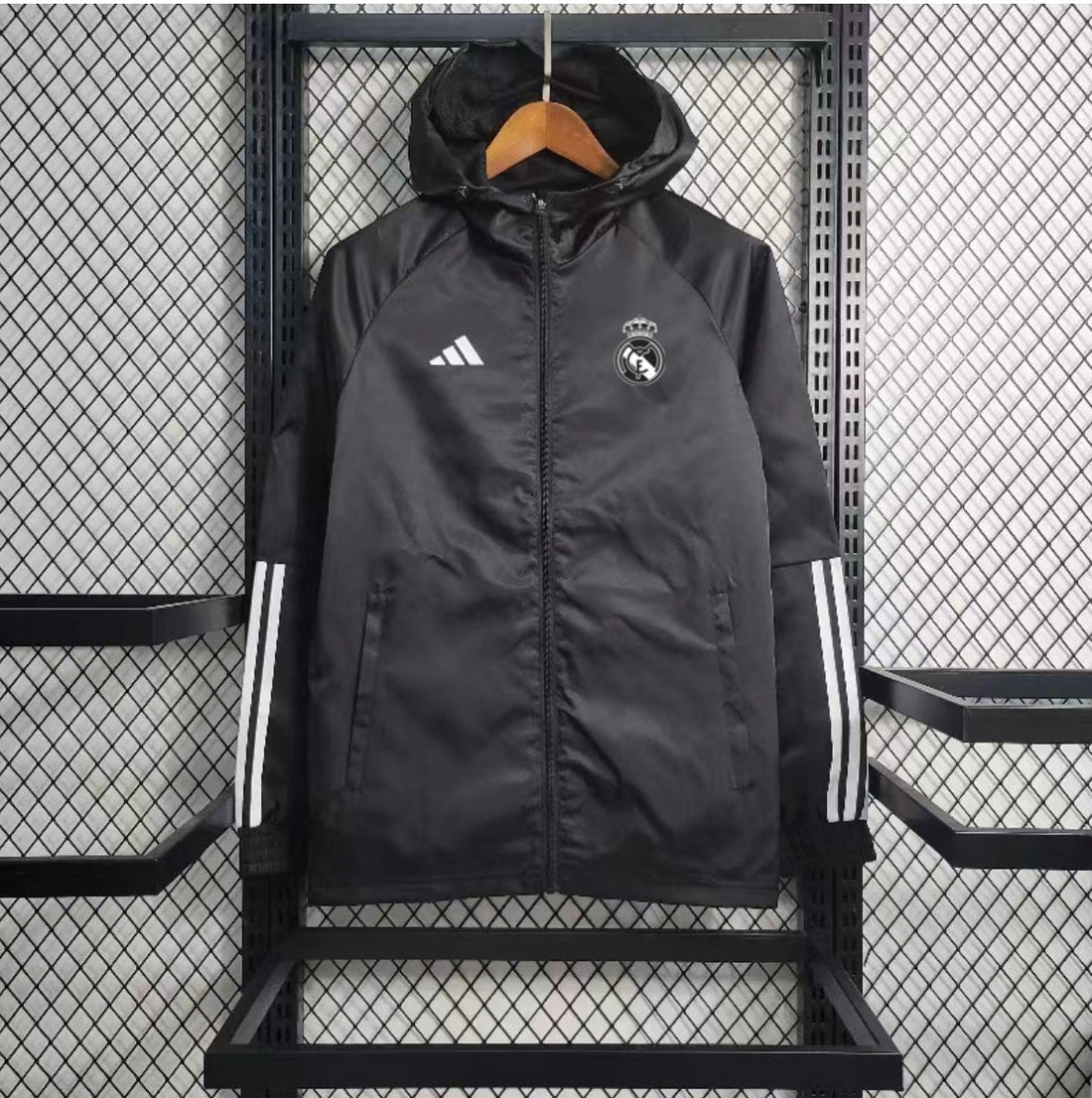 real madrid soccer windbreaker black