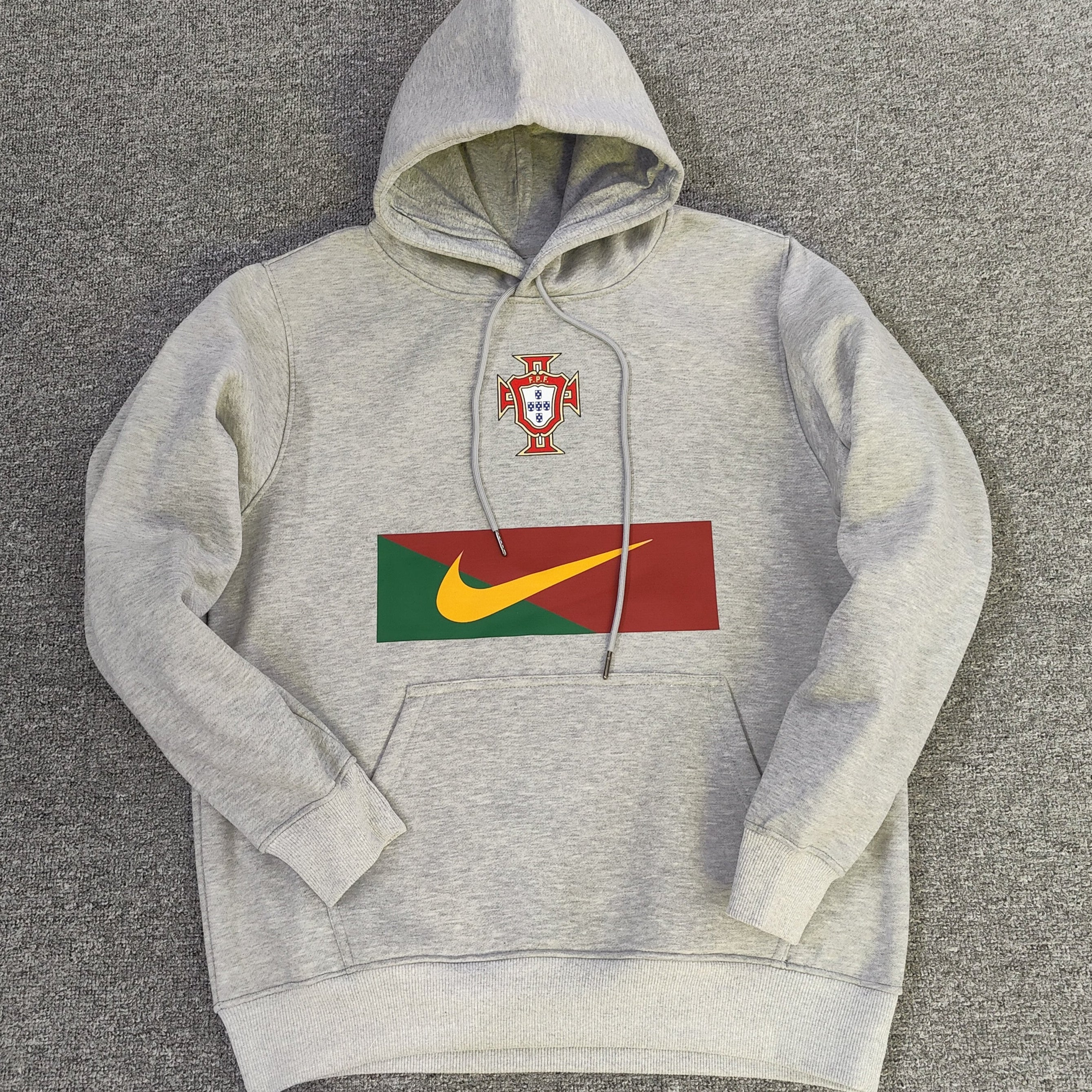 portugal flag soccer hoodie grey