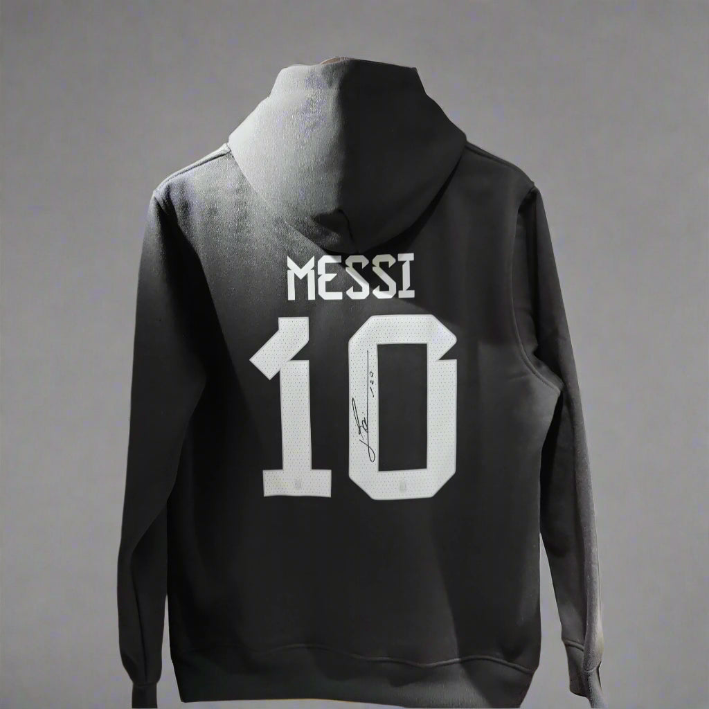 argentina signed messi soccer hoodie black