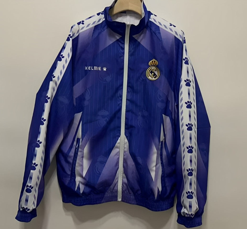 real madrid retro reversible soccer windbreaker