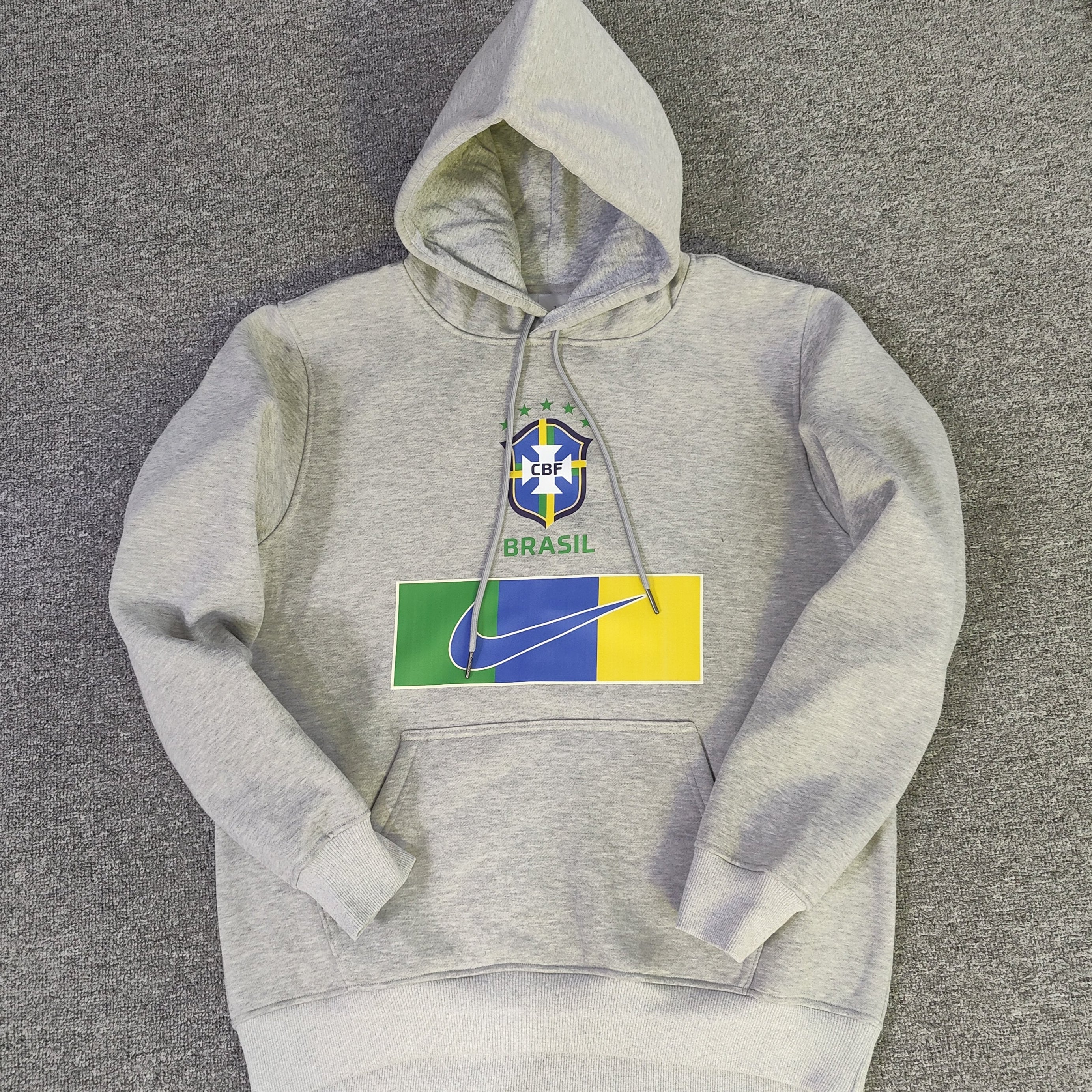 brazil flag soccer hoodie grey