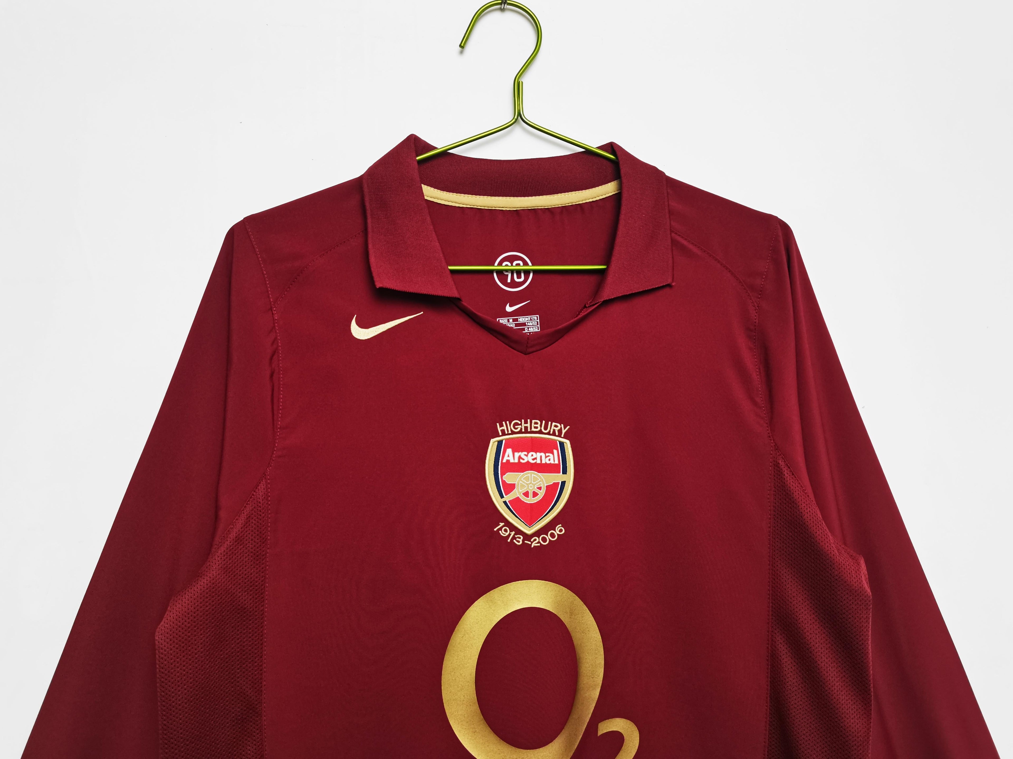arsenal retro jersey 2005 2006 long sleeve o2 home