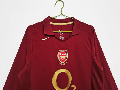 arsenal retro jersey 2005 2006 long sleeve o2 home