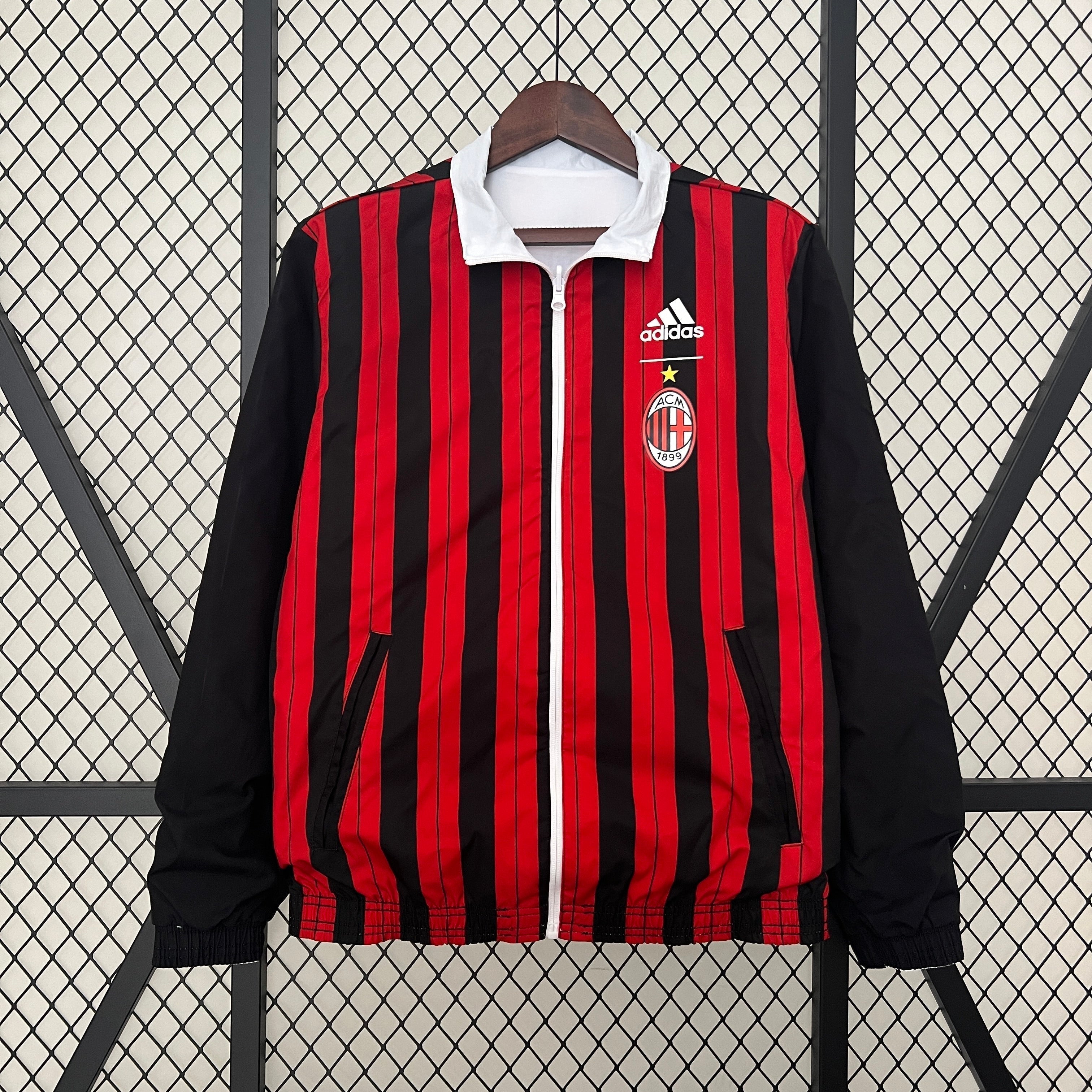 ac milan x off white reversible soccer windbreaker