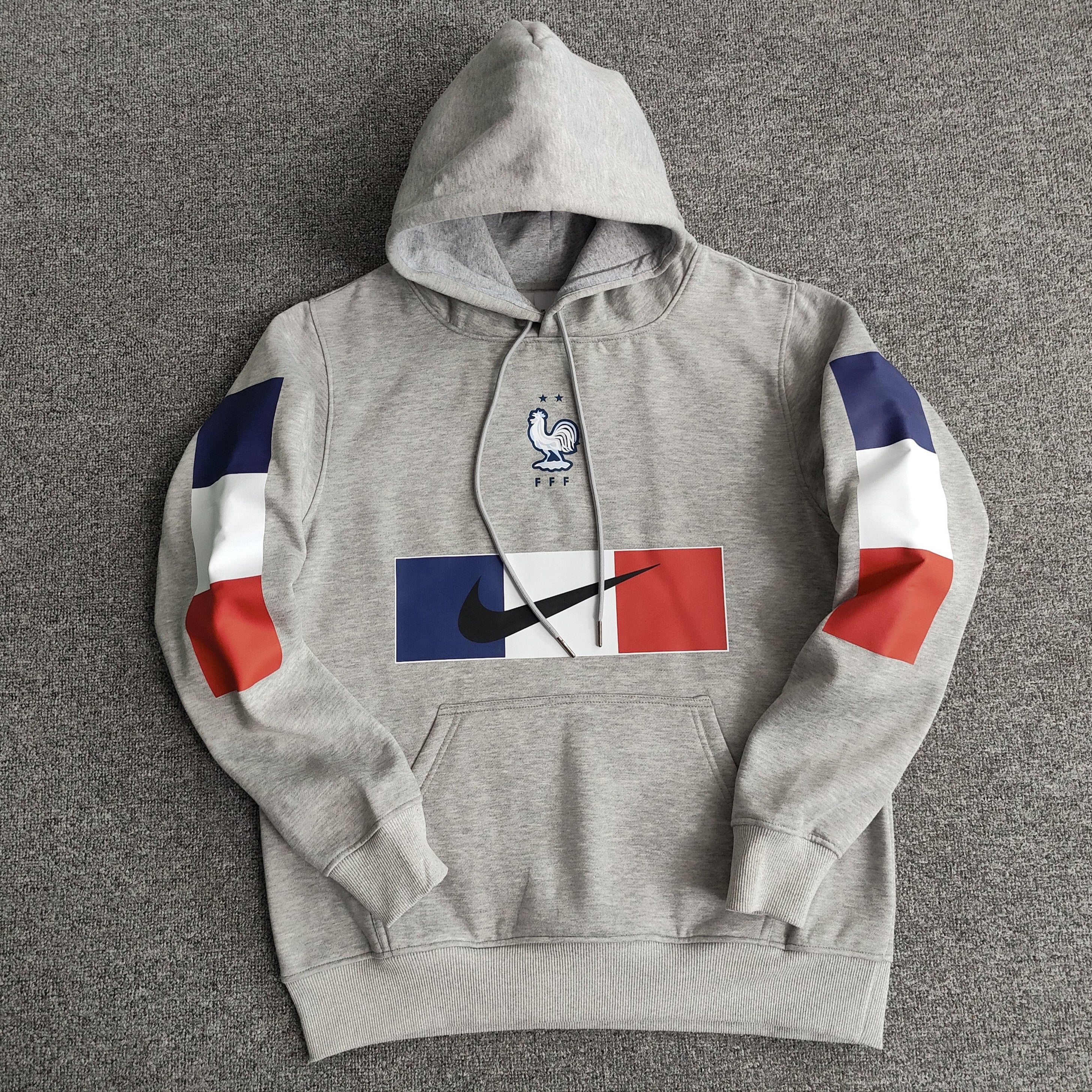 france flag soccer hoodie grey