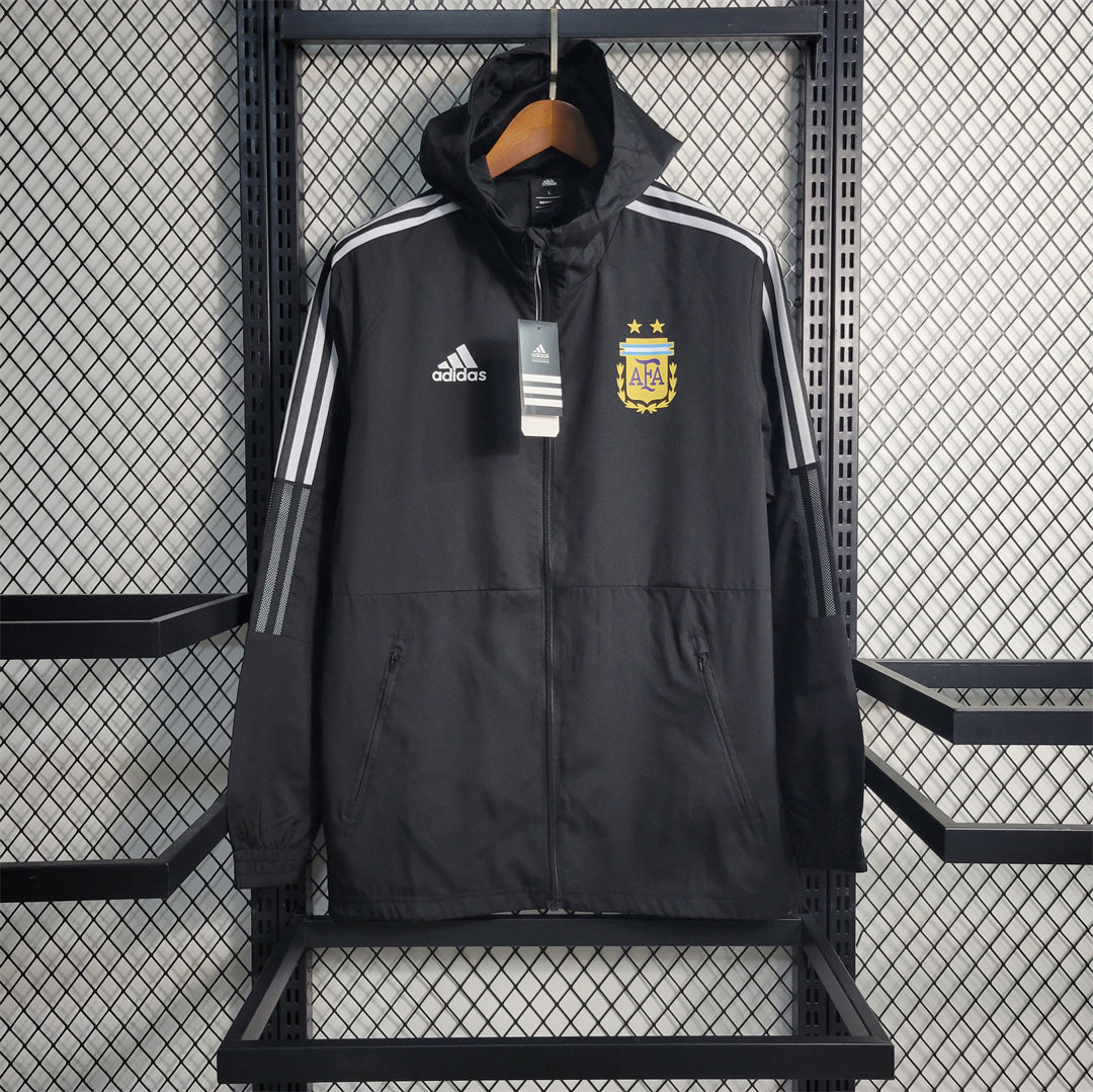 argentina black soccer windbreaker