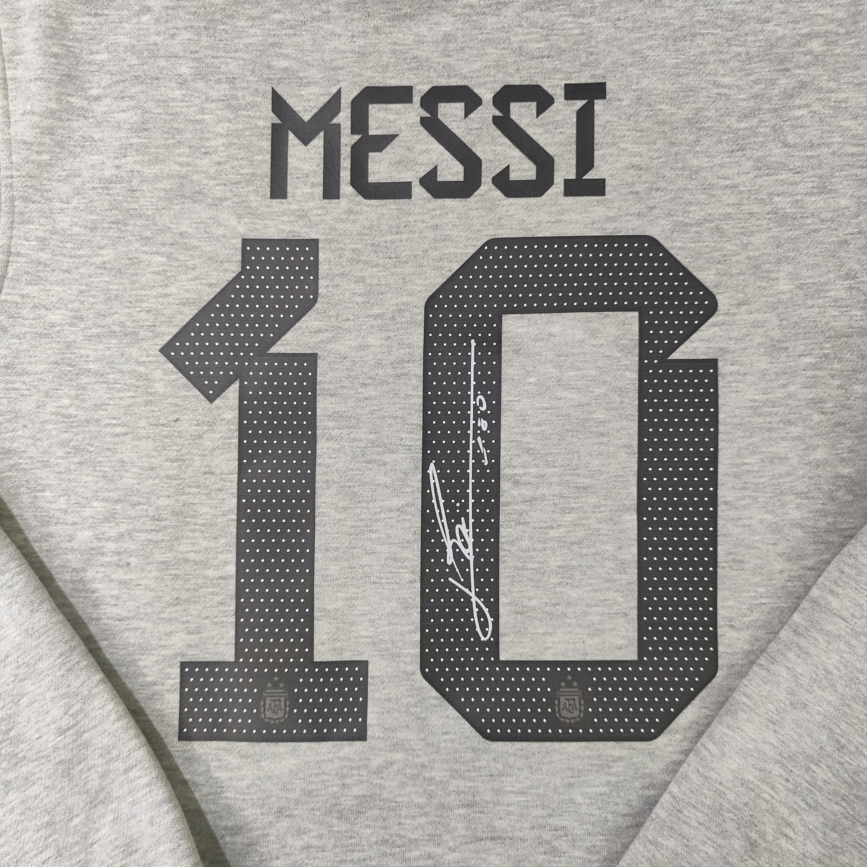 argentina signed messi soccer hoodie grey