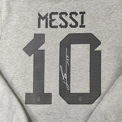 argentina signed messi soccer hoodie grey