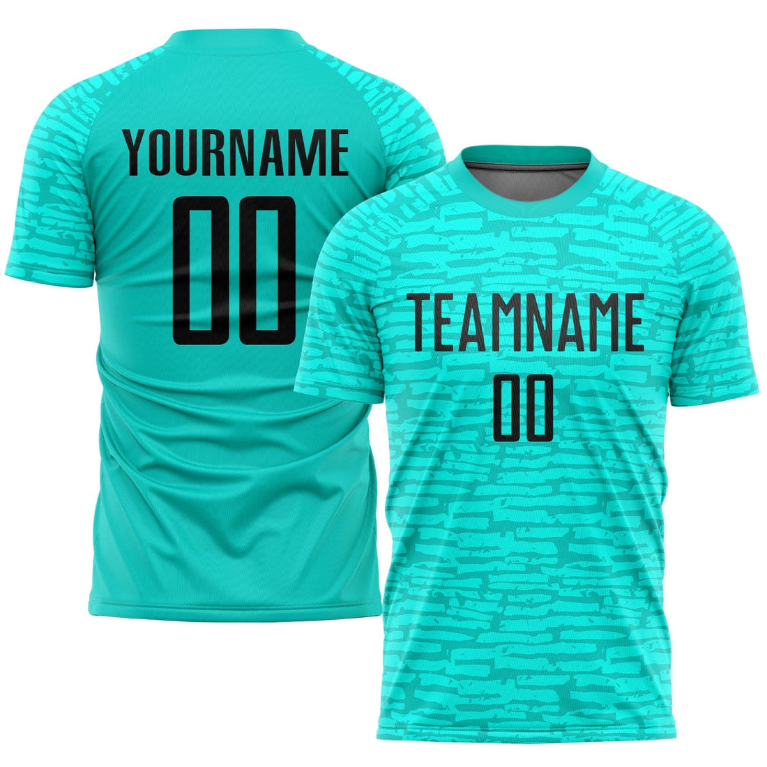 Aqua Black Generic Brandless Customizable Football Kit