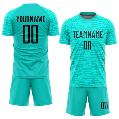 Aqua Black Generic Brandless Football Kit