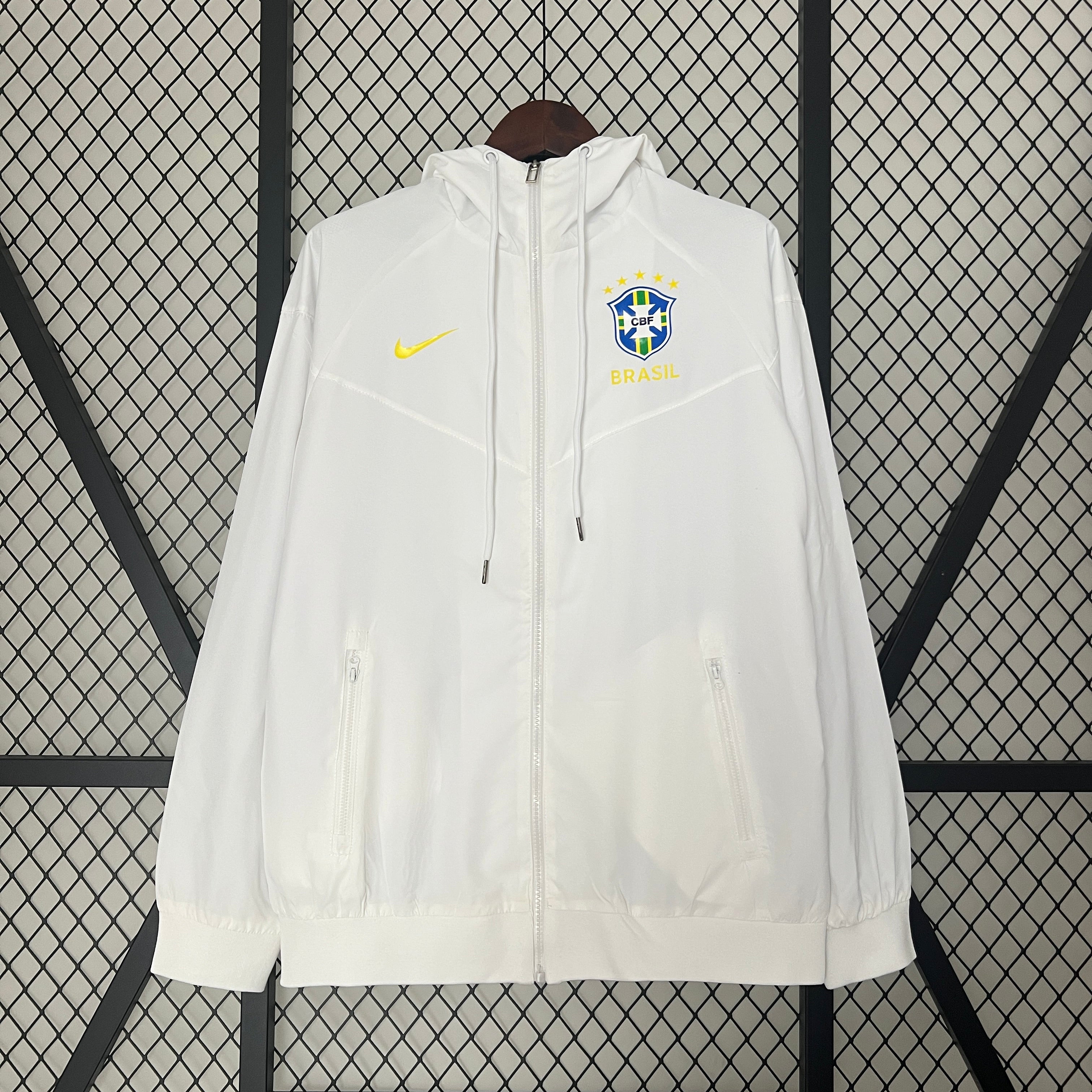 brazil soccer windbreaker white