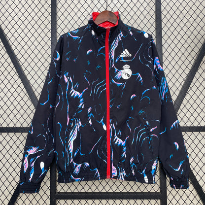 real madrid reversible soccer windbreaker red and blue