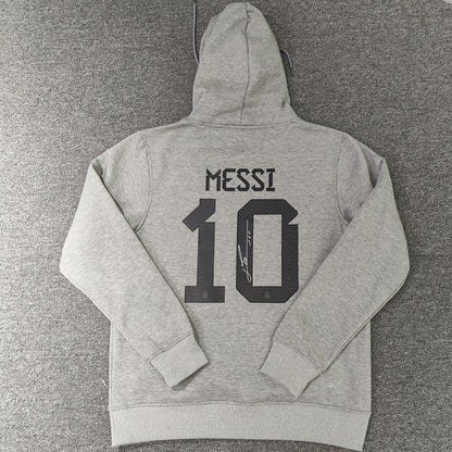 argentina signed messi soccer hoodie grey