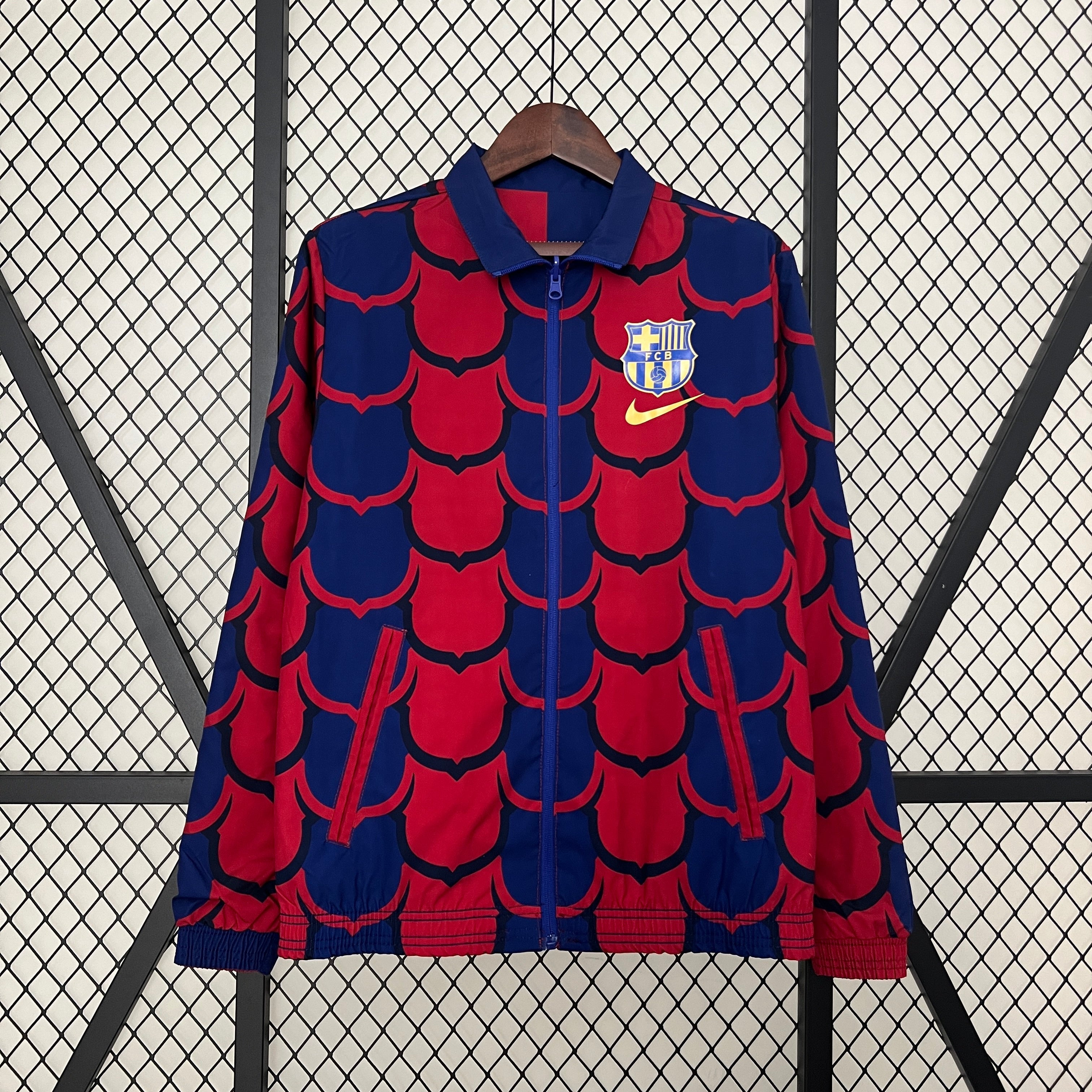 barcelona reversible soccer windbreaker