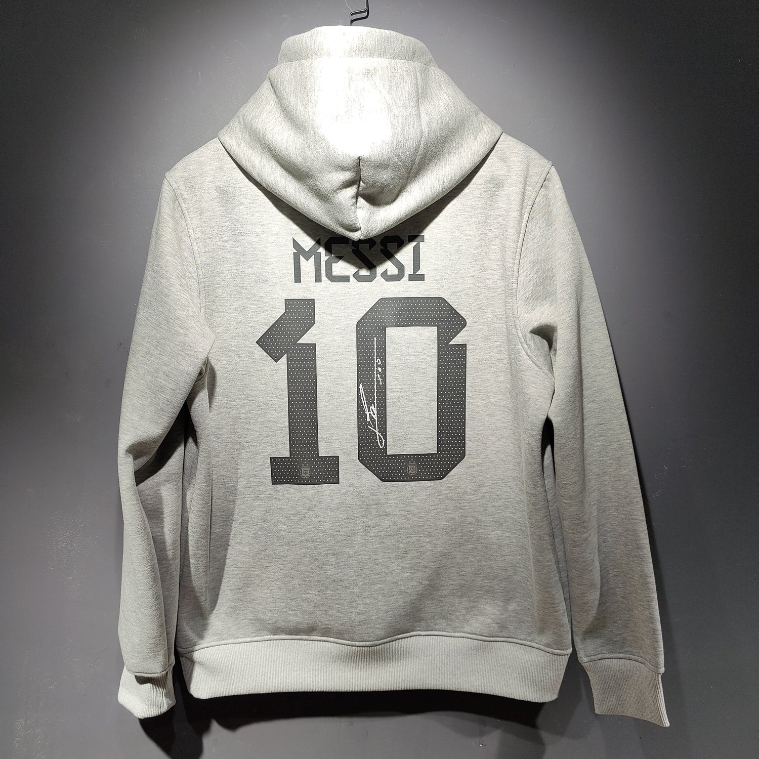 argentina signed messi soccer hoodie grey