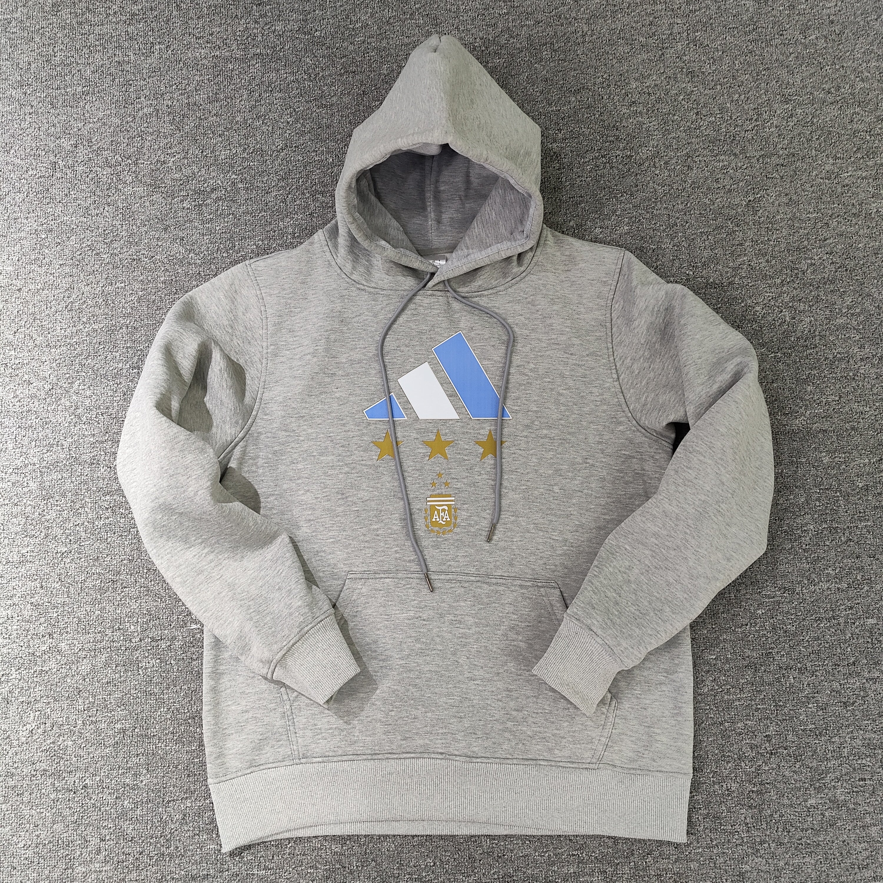 argentina signed messi soccer hoodie grey