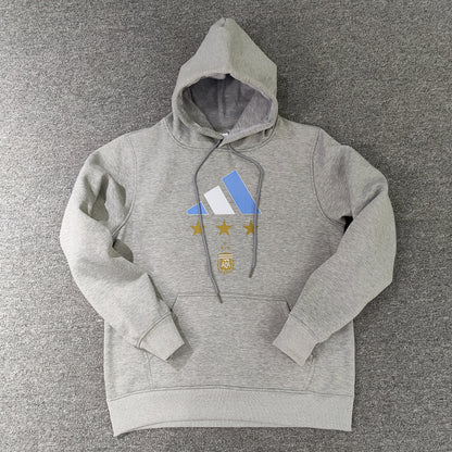 argentina signed messi soccer hoodie grey