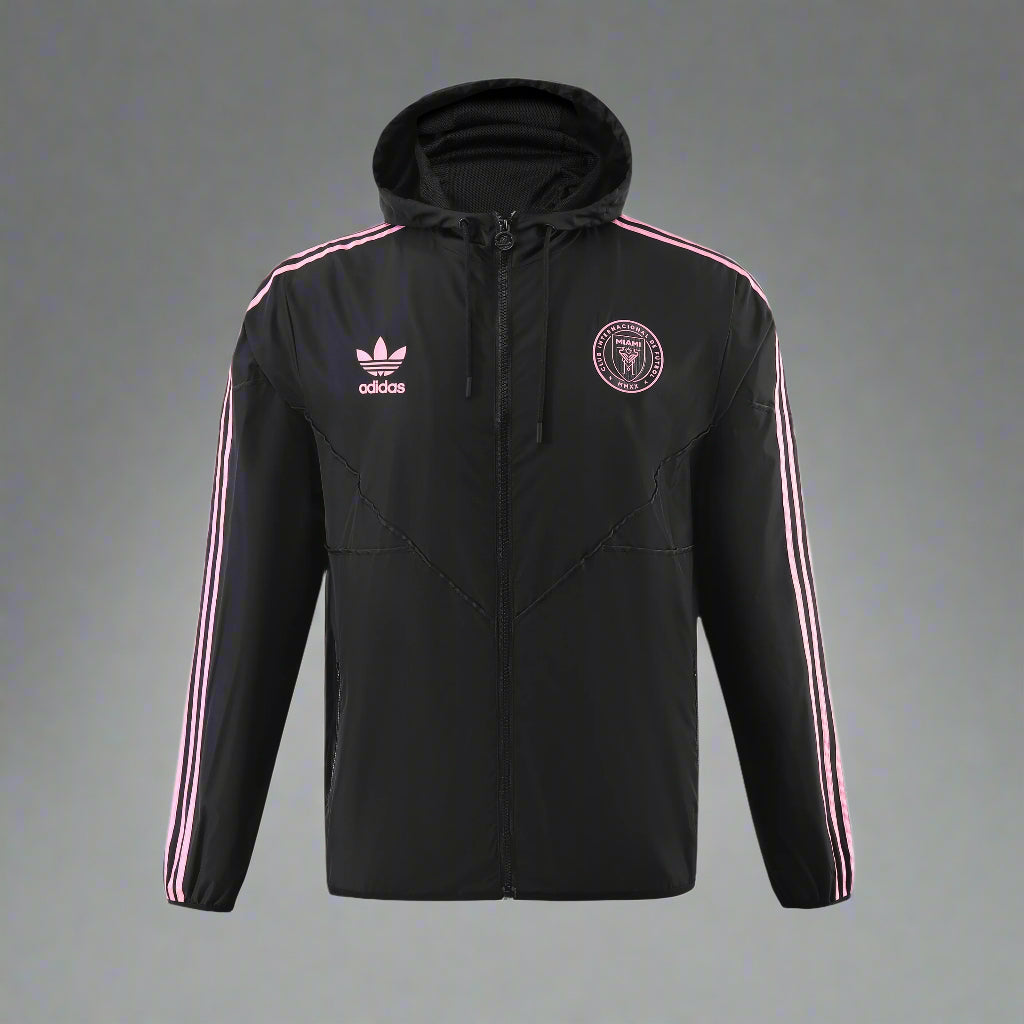 inter miami soccer windbreaker black