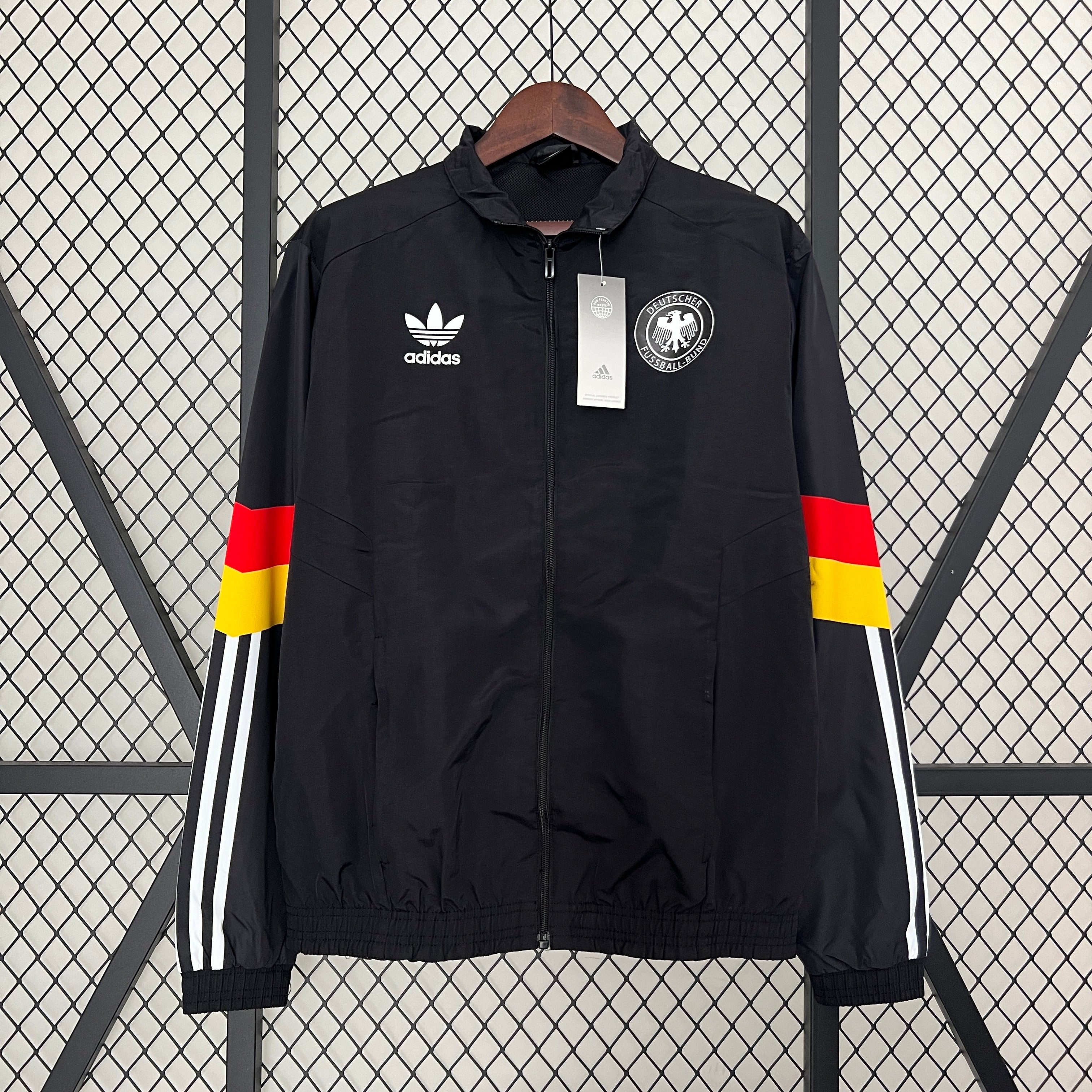 germany black soccer windbreaker