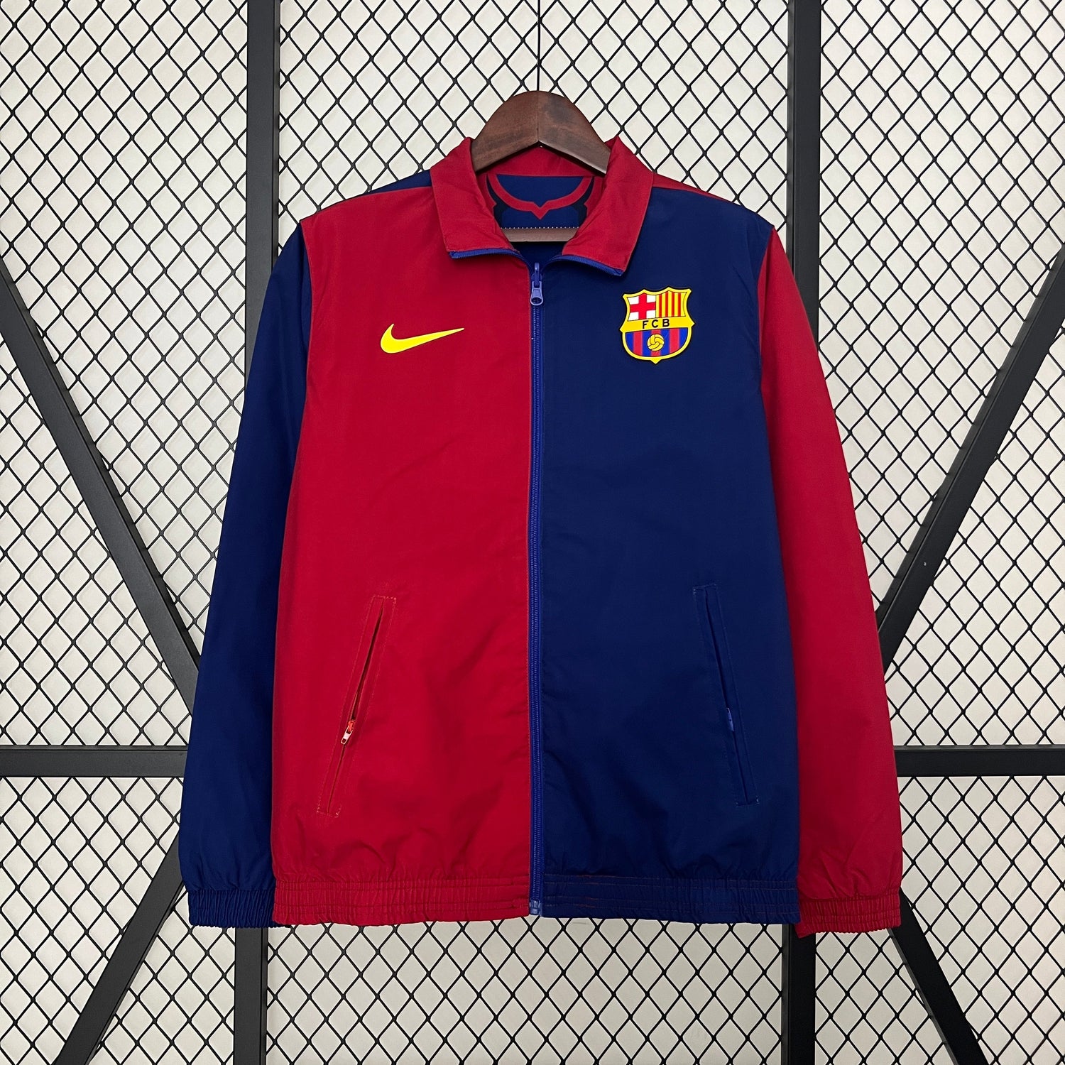 barcelona reversible soccer windbreaker