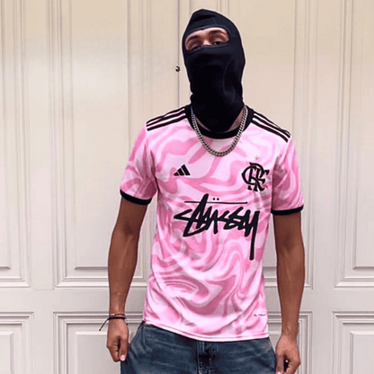 stussy flamengo shirt pink