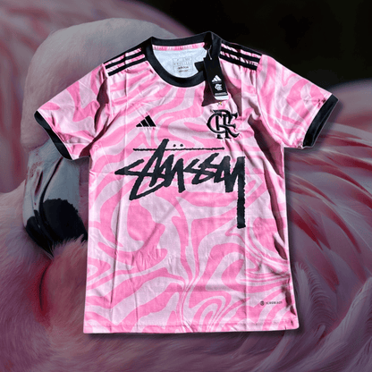 stussy flamengo shirt pink