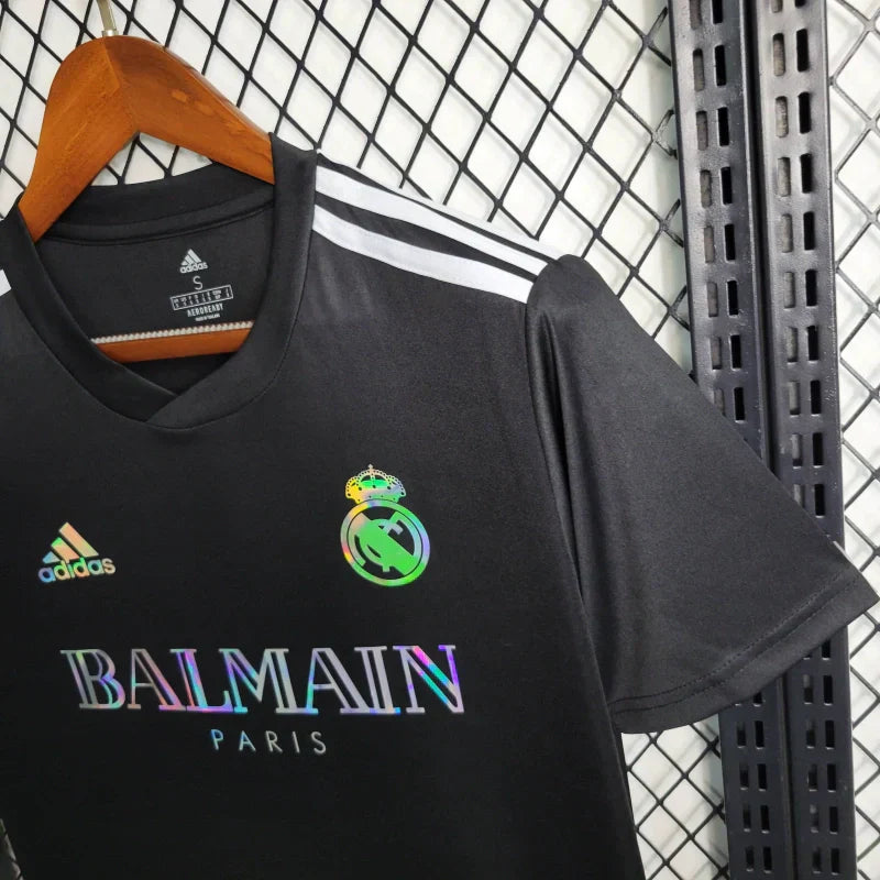 2023 24 real madrid black balmain special edition kit