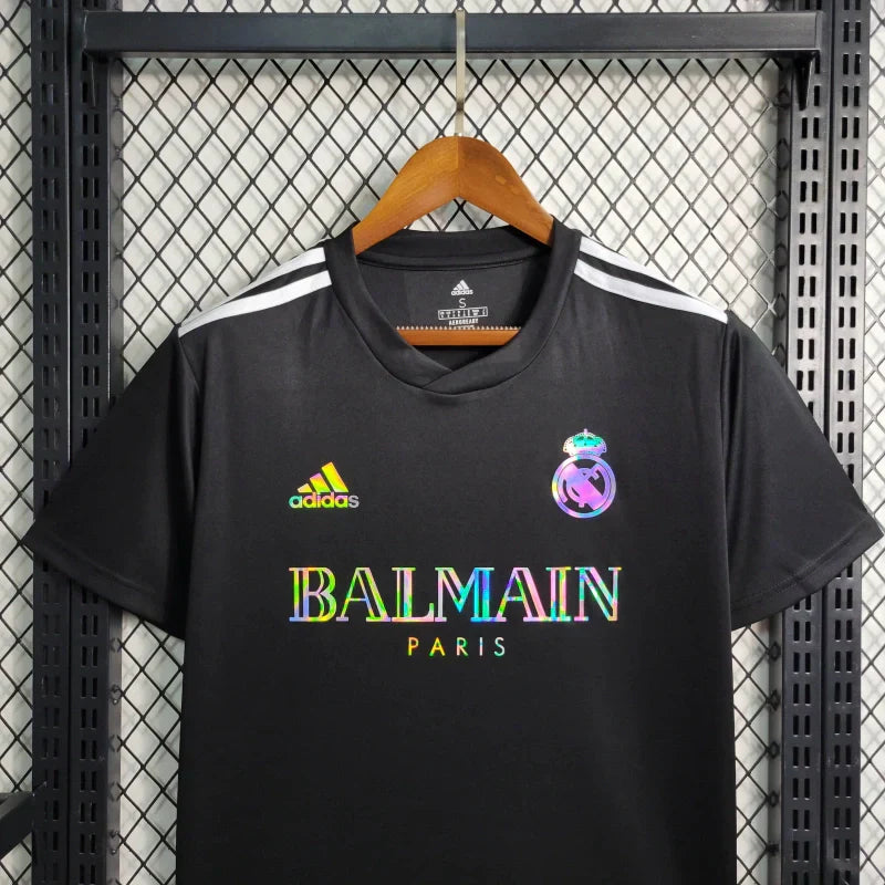 2023 24 real madrid black balmain special edition kit